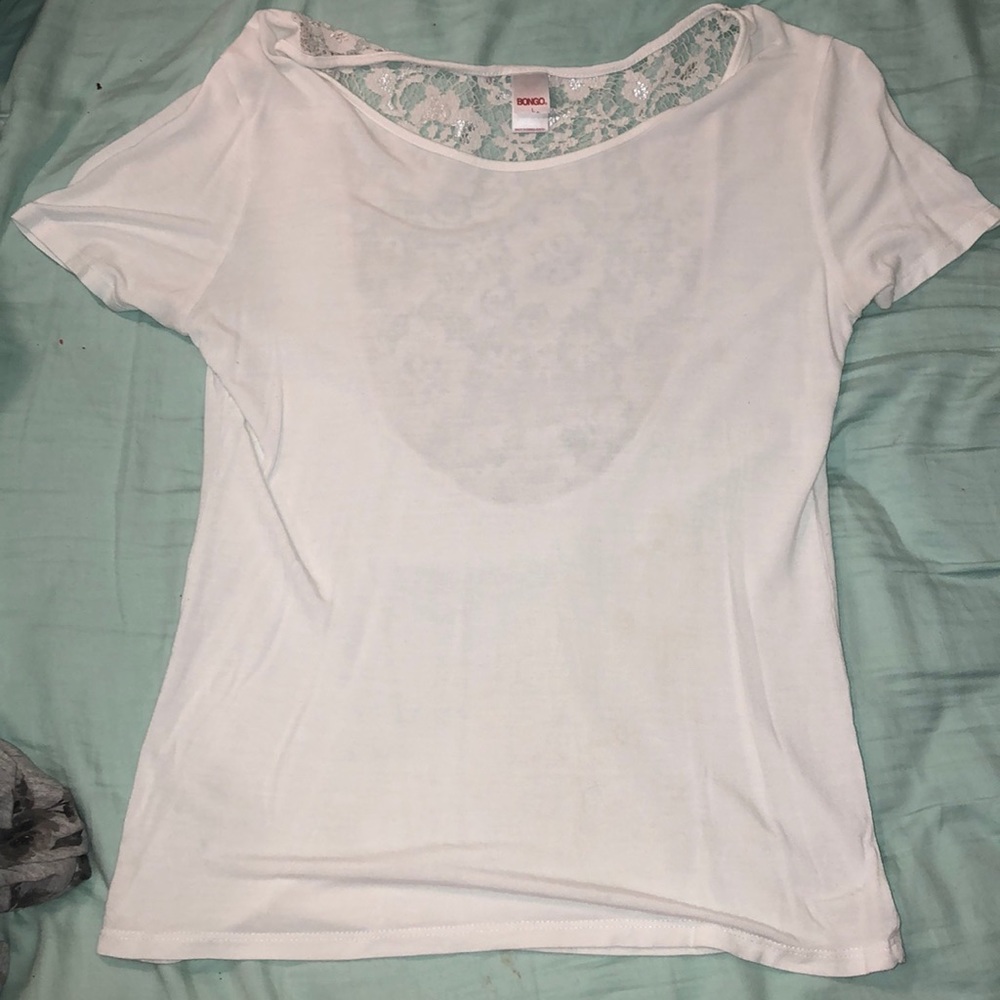 White Tee with lace back